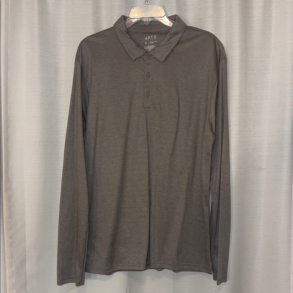 Apt. 9 Men's Tan Long Sleeve Polo. New without tags.